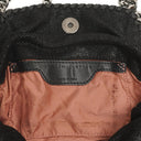 Stella McCartney Falabella Mini Tote Black Vegan Shaggy Deer Fold Over Bag