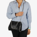 Stella McCartney Falabella Mini Tote Black Vegan Shaggy Deer Fold Over Bag