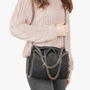 Stella McCartney Falabella Mini Tote Black Vegan Shaggy Deer Fold Over Bag
