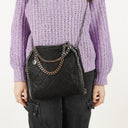Stella McCartney Falabella Mini Tote Black Vegan Shaggy Deer Fold Over Bag