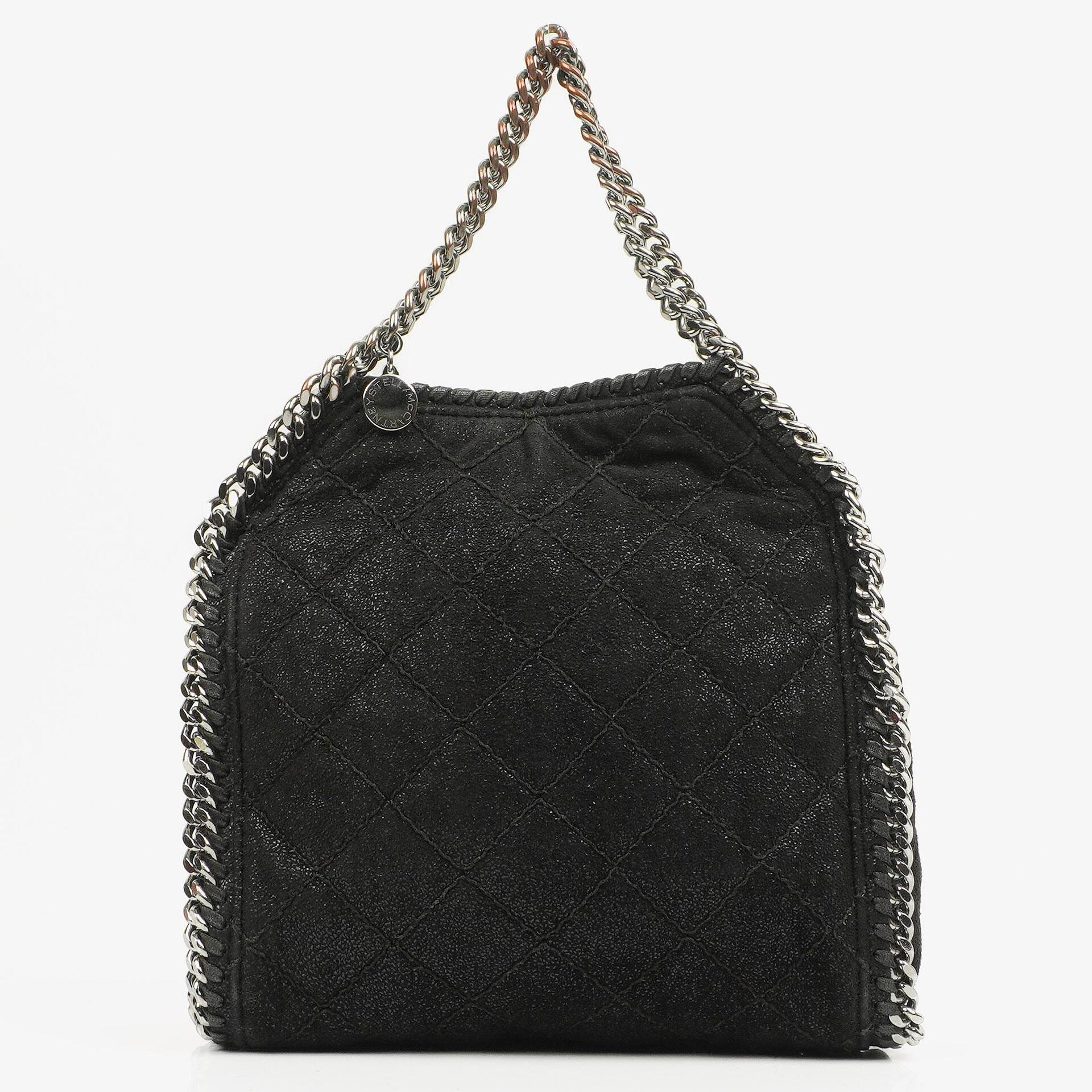 Stella McCartney Falabella Mini Tote Black Vegan Shaggy Deer Fold Over Bag