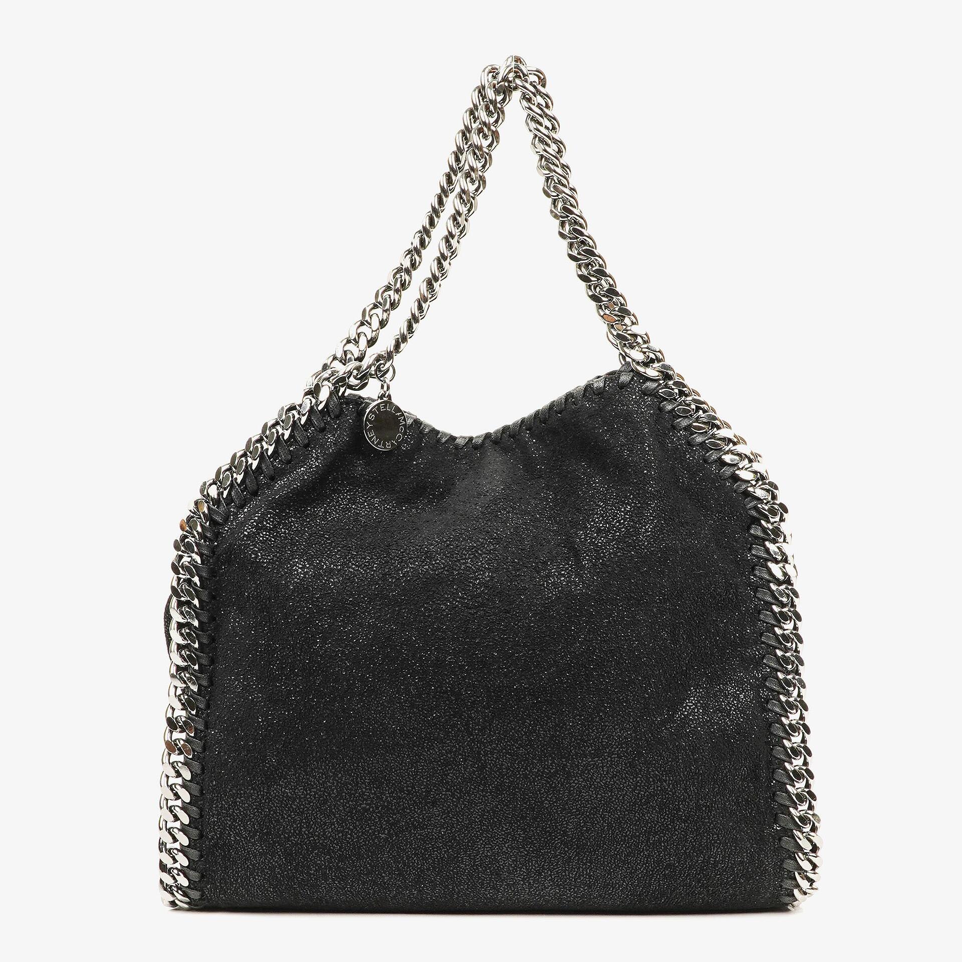 Stella McCartney Falabella Mini Tote Black Vegan Shaggy Deer Fold Over Bag