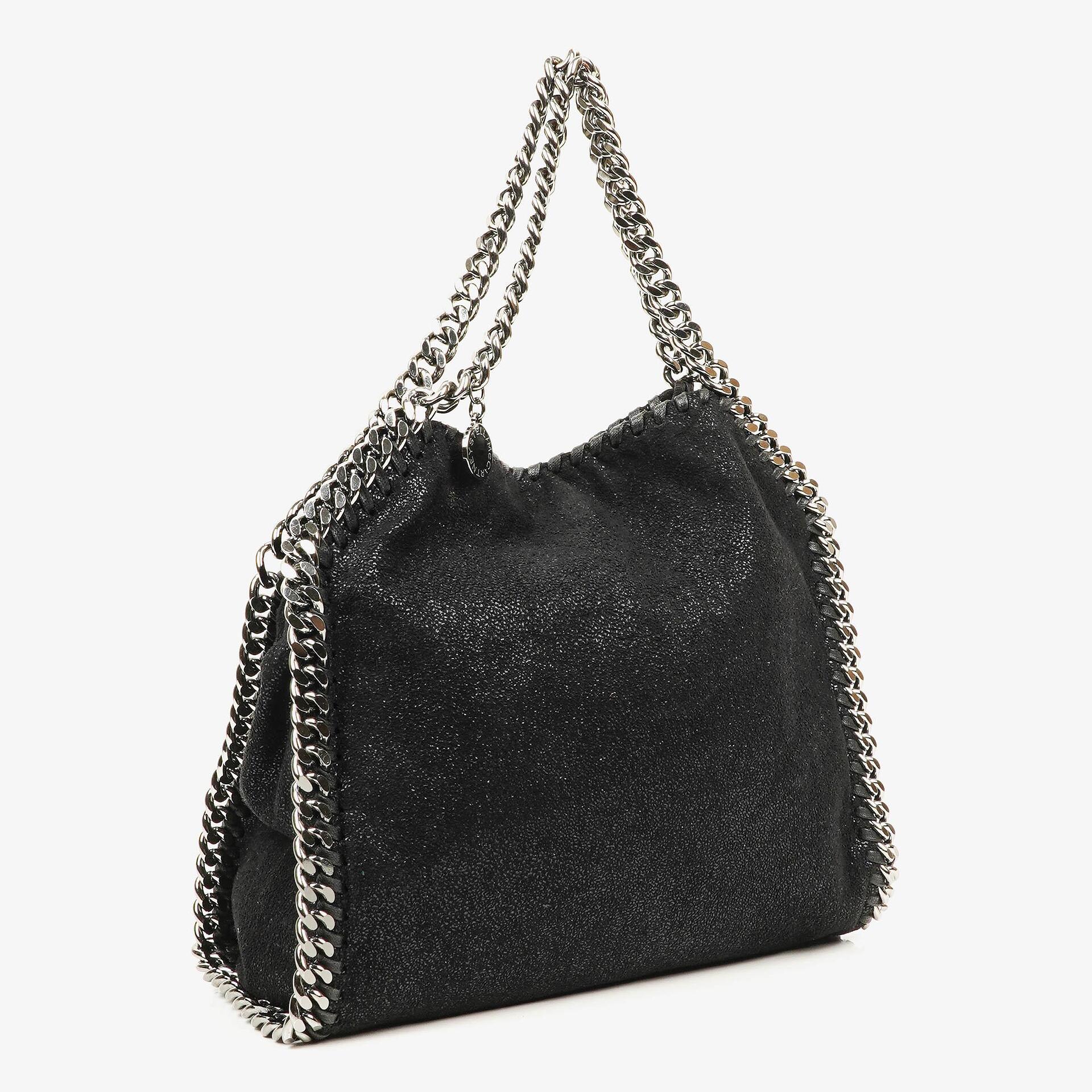 Stella McCartney Falabella Mini Tote Black Vegan Shaggy Deer Fold Over Bag