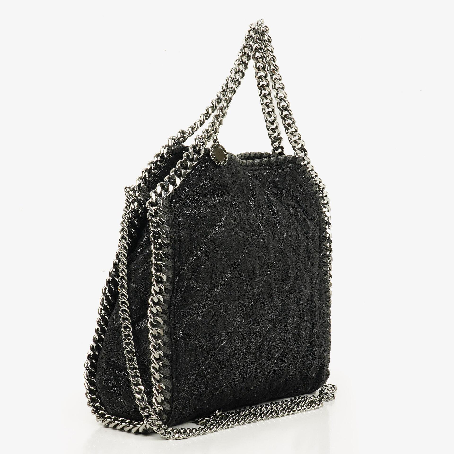 Stella McCartney Falabella Mini Tote Black Vegan Shaggy Deer Fold Over Bag