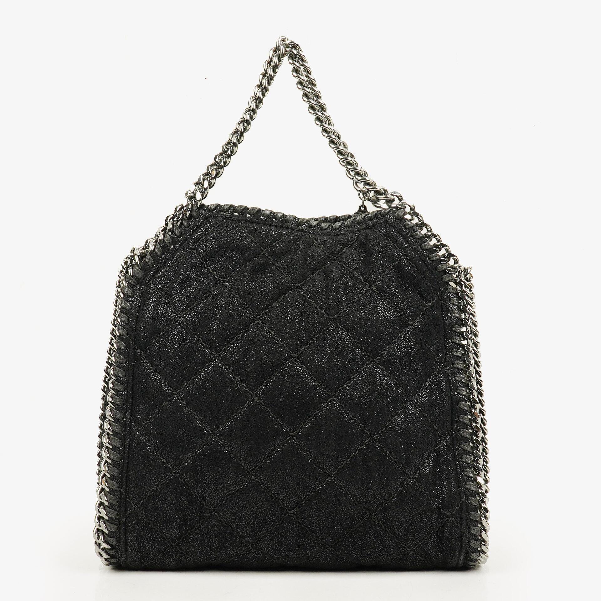 Stella McCartney Falabella Mini Tote Black Vegan Shaggy Deer Fold Over Bag