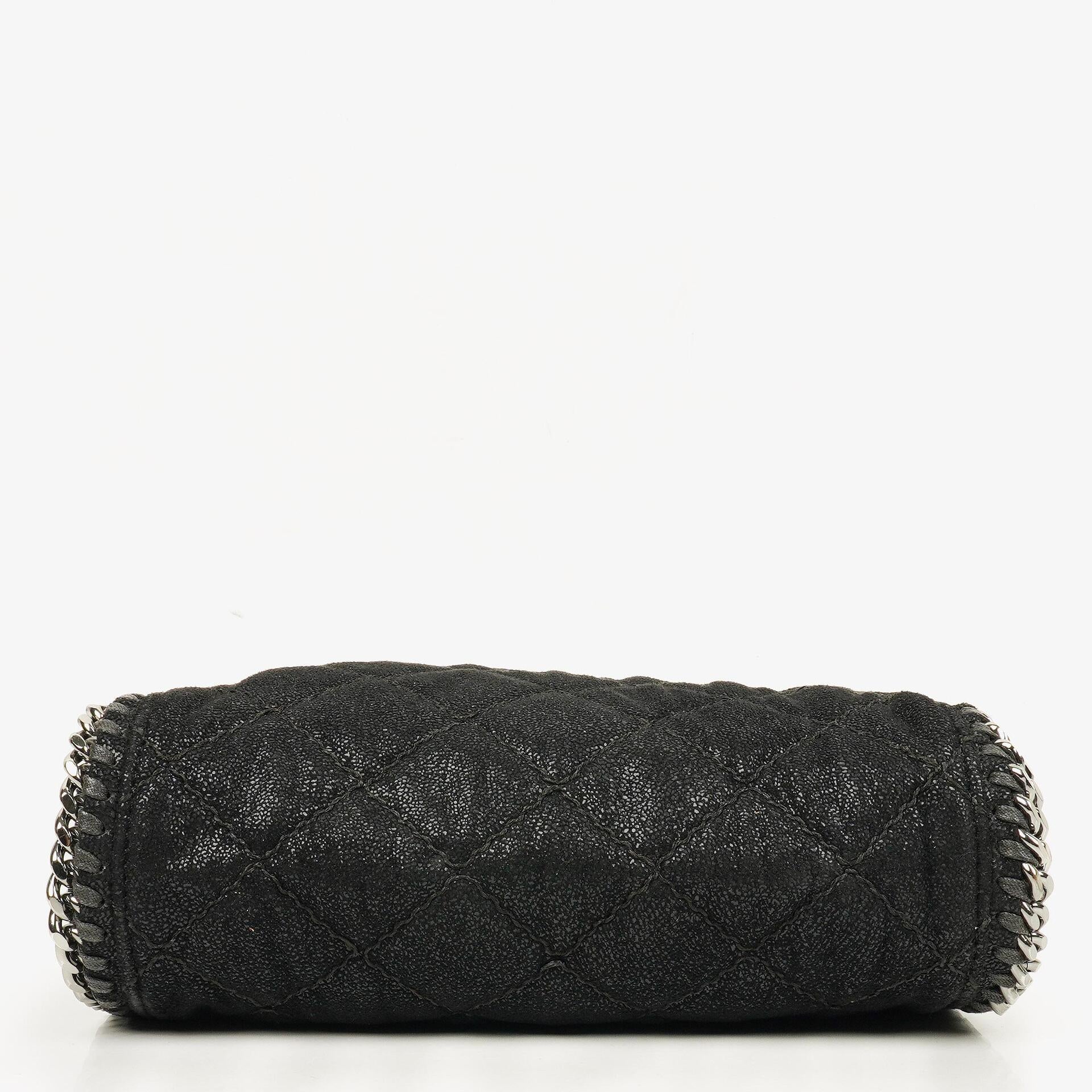 Stella McCartney Falabella Mini Tote Black Vegan Shaggy Deer Fold Over Bag