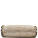 Stella McCartney Falabella Mini Tote Gold Shiny Vegan Shaggy Deer Fold Over Bag