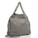 Stella McCartney Falabella Mini Tote Steel Grey Vegan Shaggy Deer Fold Over Bag