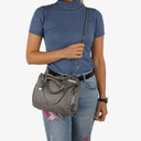 Stella McCartney Falabella Mini Tote Steel Grey Vegan Shaggy Deer Fold Over Bag