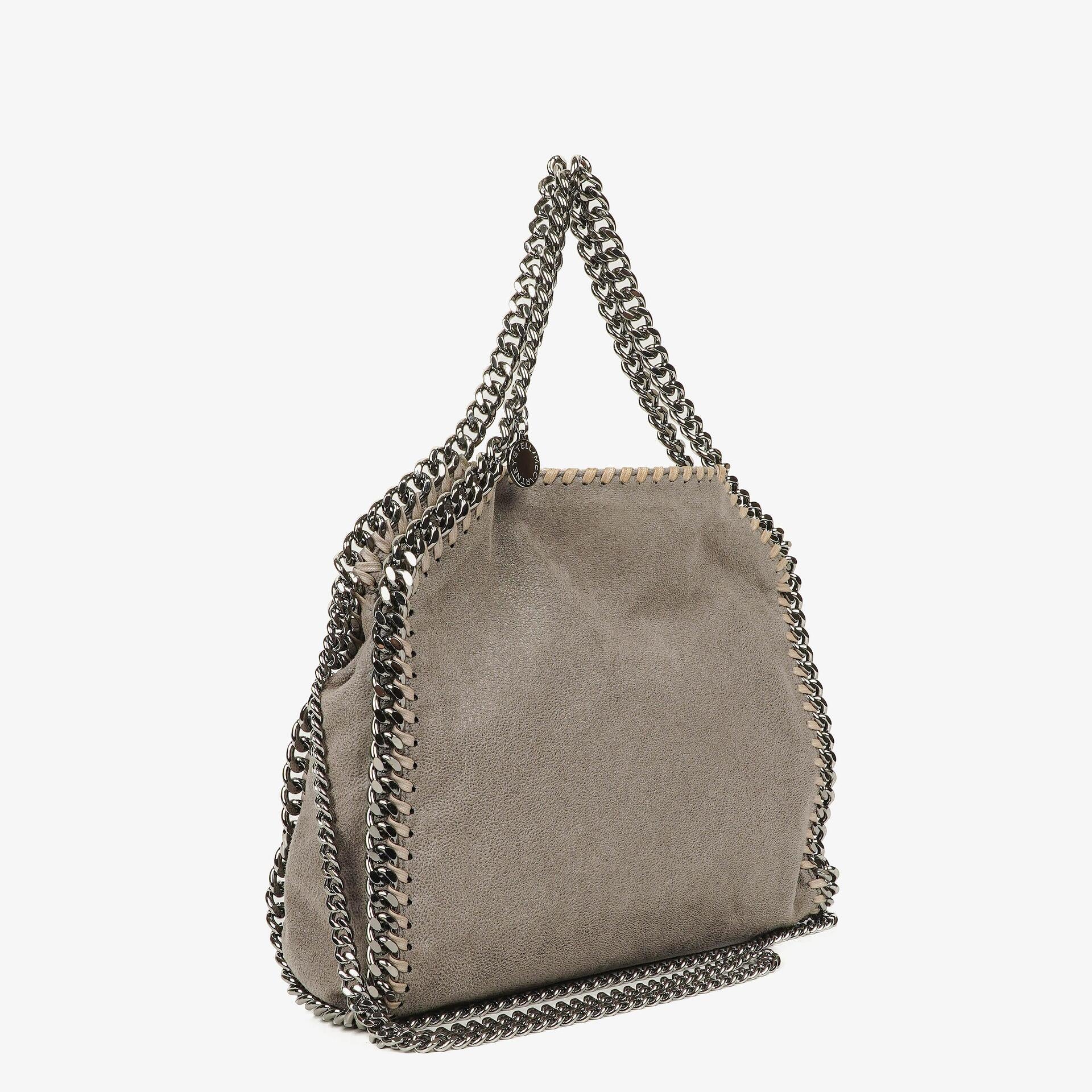 Stella McCartney Falabella Mini Tote Steel Grey Vegan Shaggy Deer Fold Over Bag
