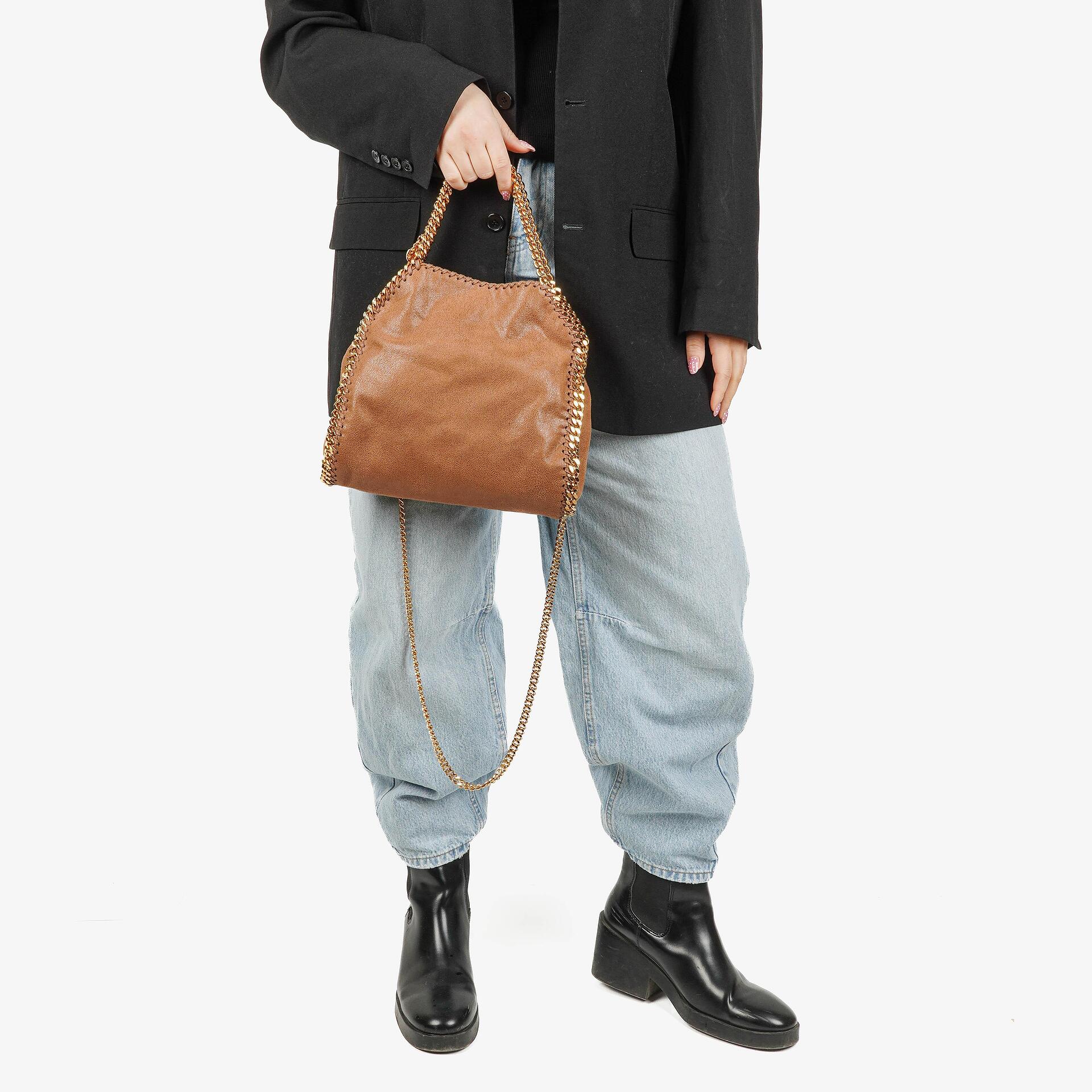 Stella McCartney Falabella Mini Tote Vegan Shaggy Deer Fold Over Bag