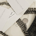 Stella McCartney Falabella Tiny Tote Rhutenium Chamois Shiny Dotted Vegan Shaggy Deer