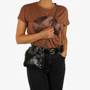 Stella McCartney Falabella Tiny Tote Rhutenium Chamois Shiny Dotted Vegan Shaggy Deer