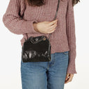 Stella McCartney Falabella Tiny Tote Rhutenium Chamois Shiny Dotted Vegan Shaggy Deer