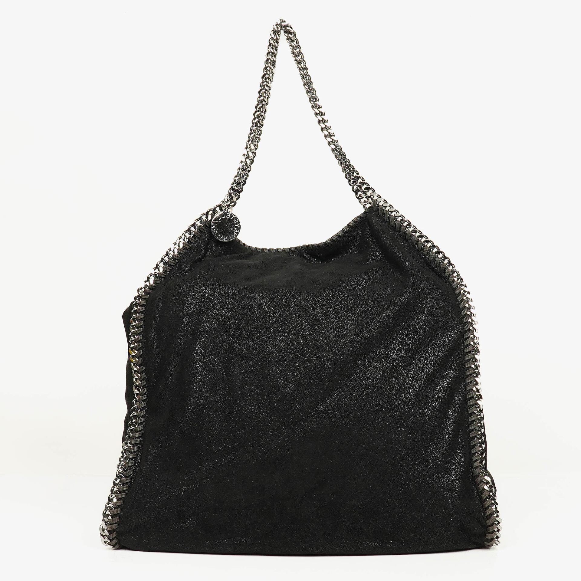 Stella McCartney Falabella Tote Black Vegan Shaggy Deer Fold Over Bag