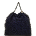 Stella McCartney Falabella Tote Blue Leopard Print Vegan Shaggy Deer Fold Over Bag