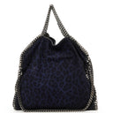 Stella McCartney Falabella Tote Blue Leopard Print Vegan Shaggy Deer Fold Over Bag