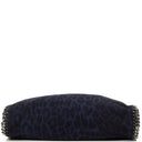 Stella McCartney Falabella Tote Blue Leopard Print Vegan Shaggy Deer Fold Over Bag