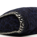 Stella McCartney Falabella Tote Blue Leopard Print Vegan Shaggy Deer Fold Over Bag