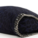 Stella McCartney Falabella Tote Blue Leopard Print Vegan Shaggy Deer Fold Over Bag