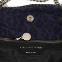 Stella McCartney Falabella Tote Blue Leopard Print Vegan Shaggy Deer Fold Over Bag