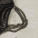 Stella McCartney Falabella Tote Rhutenium Chamois Shiny Dotted Vegan Shaggy Deer