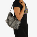 Stella McCartney Falabella Tote Steel Grey Vegan Shaggy Deer Fold Over Bag