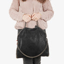 Stella McCartney Lady Tote Falabella Black Vegan Shaggy Deer Fold Over Bag