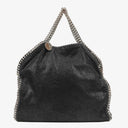 Stella McCartney Lady Tote Falabella Black Vegan Shaggy Deer Fold Over Bag
