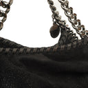 Stella McCartney Mini Tote Falabella Black Vegan Shaggy Deer Fold Over Bag