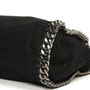 Stella McCartney Mini Tote Falabella Black Vegan Shaggy Deer Fold Over Bag