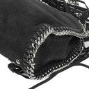 Stella McCartney Tiny Falabella Black Vegan Shaggy Deer Studded Fringe Tote Bag