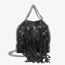 Stella McCartney Tiny Falabella Black Vegan Shaggy Deer Studded Fringe Tote Bag