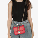 Valentino Garavani Pink Vitello Glam Lock Rockstud Mini Flap Bag