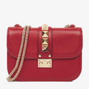 Valentino Garavani Red Glam Lock Rockstud Mini Flap Bag