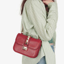 Valentino Garavani Red Glam Lock Rockstud Mini Flap Bag