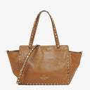 Valentino Garavani Rockstud Small Brown Calfskin Tote Bag