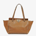 Valentino Garavani Rockstud Small Brown Calfskin Tote Bag