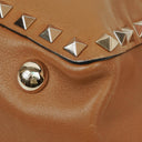 Valentino Garavani Rockstud Small Brown Calfskin Tote Bag