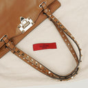 Valentino Garavani Rockstud Small Brown Calfskin Tote Bag
