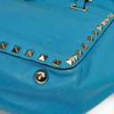 Valentino Garavani Small Rockstud Vitello Parrot Blue Tote Bag