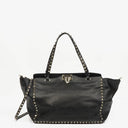 Valentino Garavani Vitello Rockstud Black Tote Bag