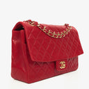 Vintage Chanel Classic Single Flap Bag In Red Quilted Lambskin With 24K Gold-Plated Hardware
