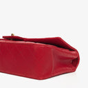 Vintage Chanel Classic Single Flap Bag In Red Quilted Lambskin With 24K Gold-Plated Hardware