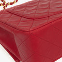 Vintage Chanel Classic Single Flap Bag In Red Quilted Lambskin With 24K Gold-Plated Hardware