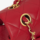 Vintage Chanel Classic Single Flap Bag In Red Quilted Lambskin With 24K Gold-Plated Hardware