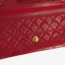 Vintage Chanel Classic Single Flap Bag In Red Quilted Lambskin With 24K Gold-Plated Hardware