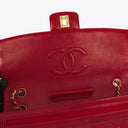 Vintage Chanel Classic Single Flap Bag In Red Quilted Lambskin With 24K Gold-Plated Hardware