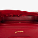 Vintage Chanel Classic Single Flap Bag In Red Quilted Lambskin With 24K Gold-Plated Hardware