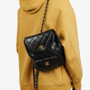 Vintage Chanel Small Duma CC Classic Black Quilted Lambskin Backpack With 24K Gold-Plated Hardware